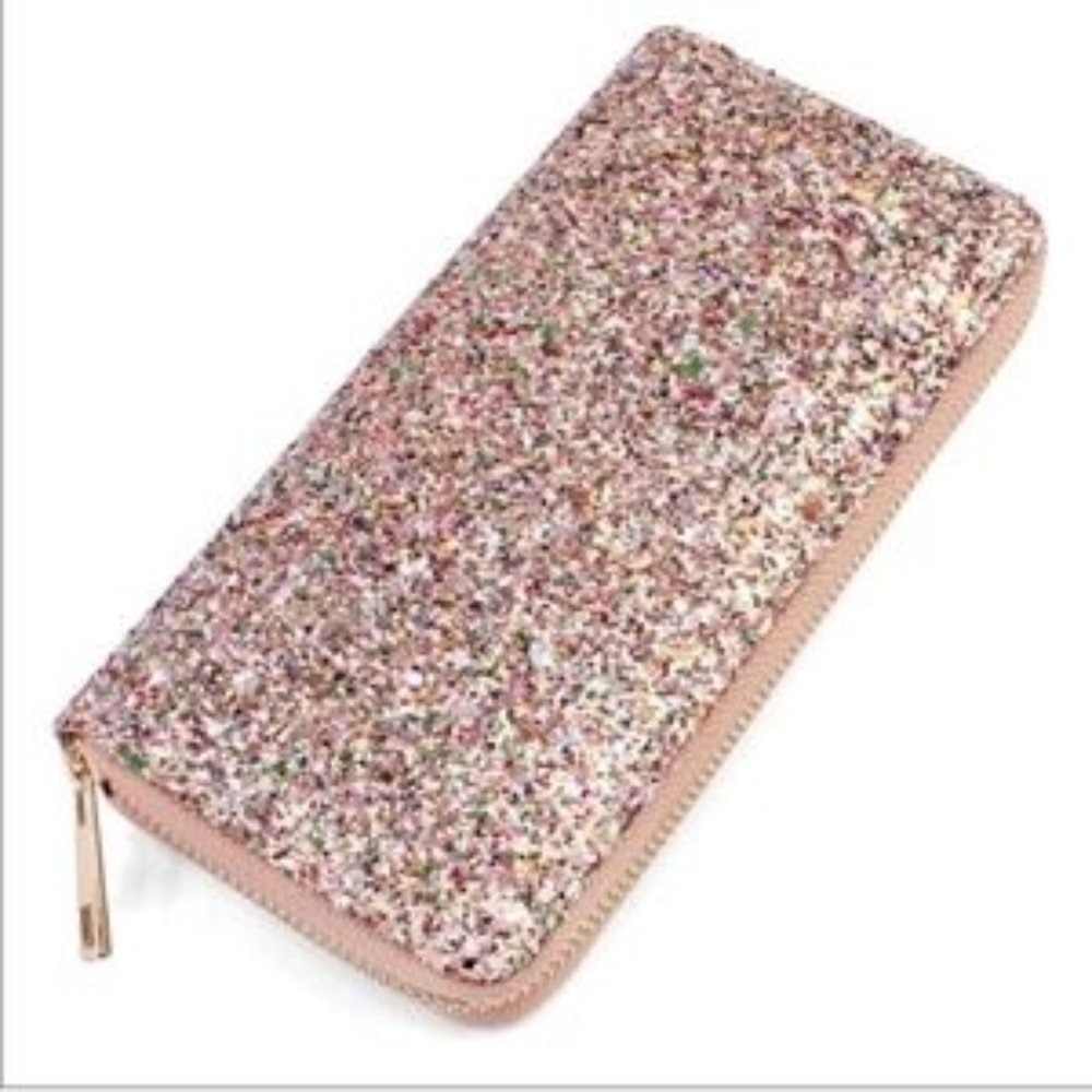 GLITTER ZIP AROUND WALLETS